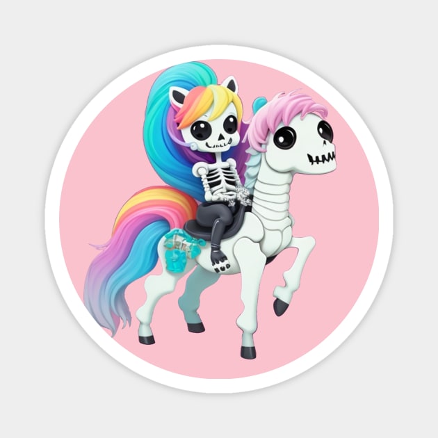 skeleton riding horse Magnet by Majkel&Majkel